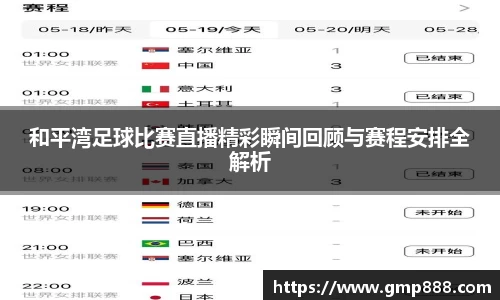 和平湾足球比赛直播精彩瞬间回顾与赛程安排全解析
